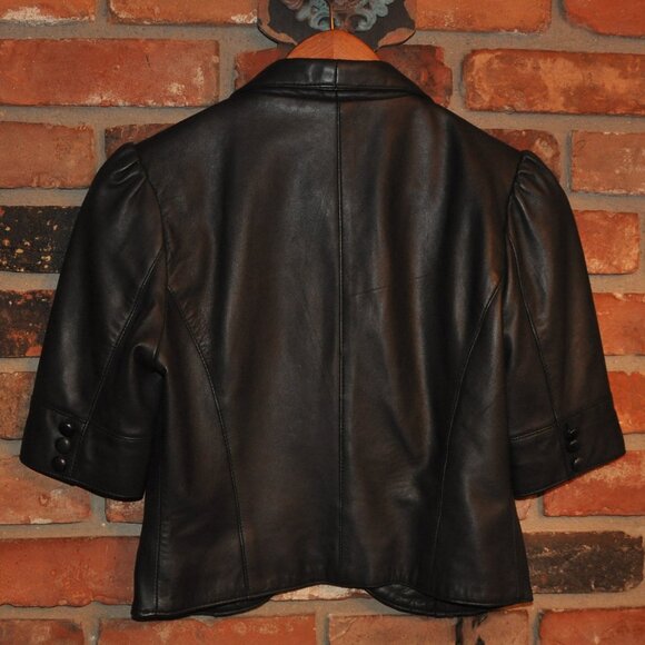 Marciano Short Sleeved Cropped Tailored Leather Jacket S - Picture 7 of 10